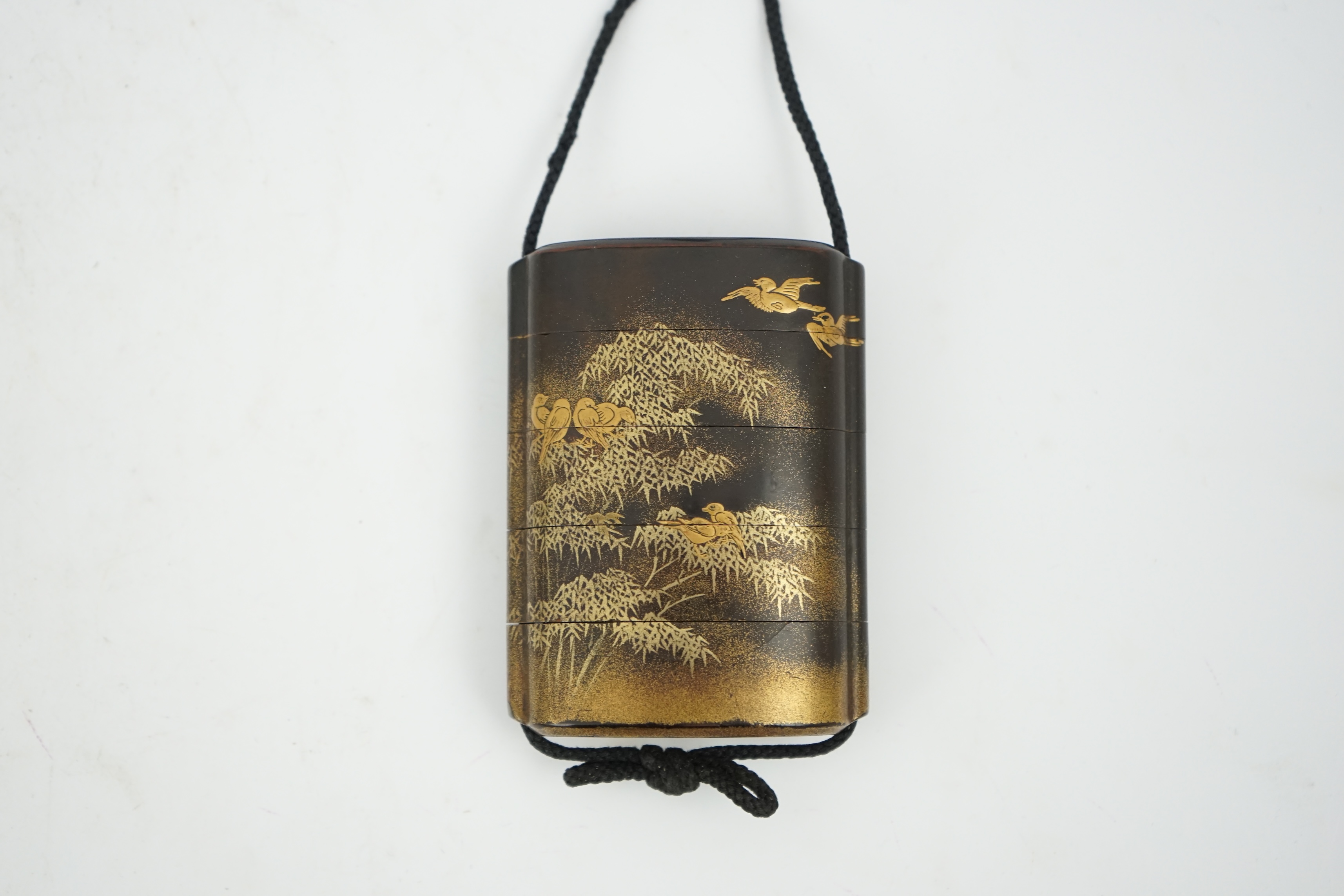 A Japanese gilt lacquer four-case inro, signed, 19th century